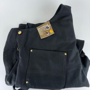 Carhartt Double Knees Duck Bibs Overalls Mens 46x28 R01 BLK Black NWT NOS